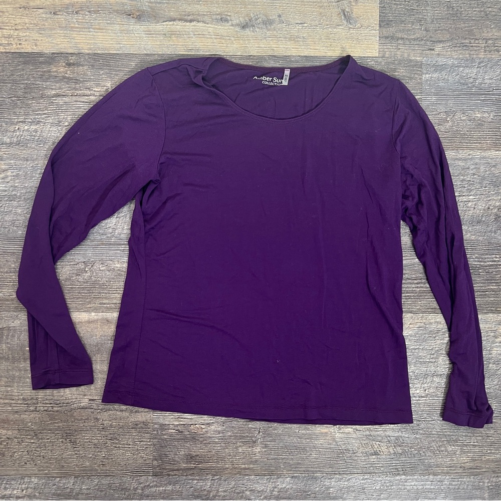 Amber Sun Purple Long Sleeve Top shirt Size XS B99